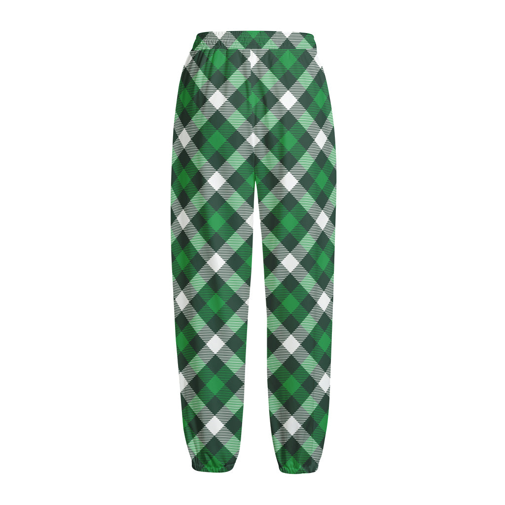 Saint Patrick's Day Plaid Pattern Print Fleece Lined Knit Pants