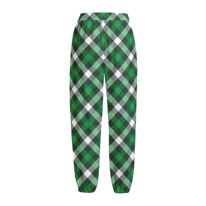 Saint Patrick's Day Plaid Pattern Print Fleece Lined Knit Pants