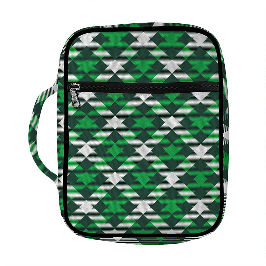 Saint Patrick's Day Plaid Pattern Print Front Pocket Bible Bag