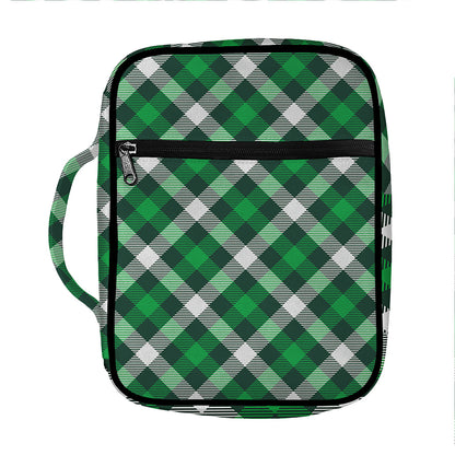 Saint Patrick's Day Plaid Pattern Print Front Pocket Bible Bag