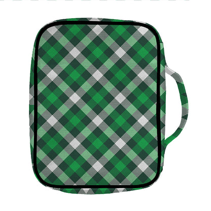 Saint Patrick's Day Plaid Pattern Print Front Pocket Bible Bag