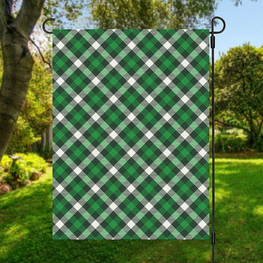 Saint Patrick's Day Plaid Pattern Print Garden Flag