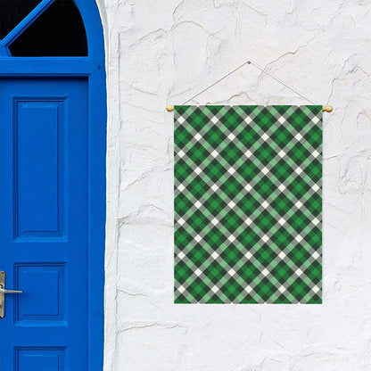 Saint Patrick's Day Plaid Pattern Print Garden Flag
