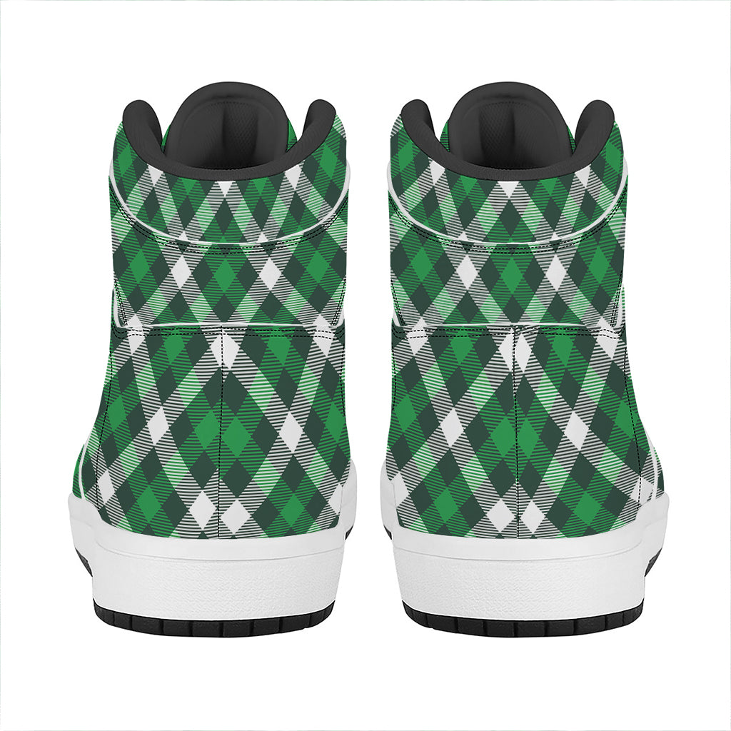 Saint Patrick's Day Plaid Pattern Print High Top Leather Sneakers