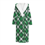 Saint Patrick's Day Plaid Pattern Print Hooded Bathrobe