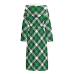 Saint Patrick's Day Plaid Pattern Print Hooded Bathrobe