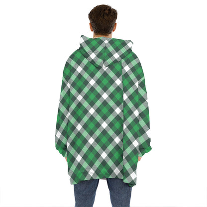 Saint Patrick's Day Plaid Pattern Print Hoodie Blanket