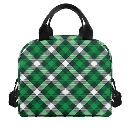 Saint Patrick's Day Plaid Pattern Print Insulated Lunch Bag
