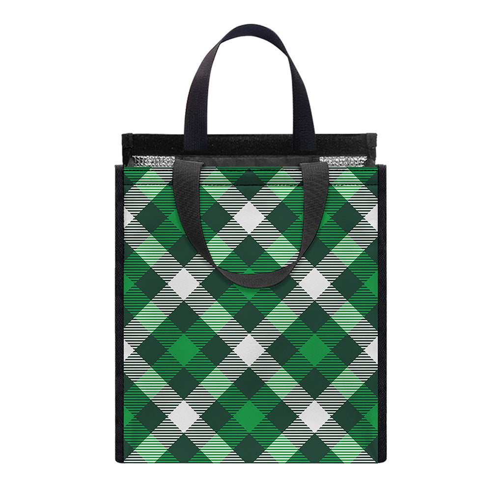 Saint Patrick's Day Plaid Pattern Print Insulated Lunch Tote