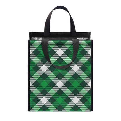 Saint Patrick's Day Plaid Pattern Print Insulated Lunch Tote