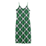 Saint Patrick's Day Plaid Pattern Print Jersey Midi Cami Dress