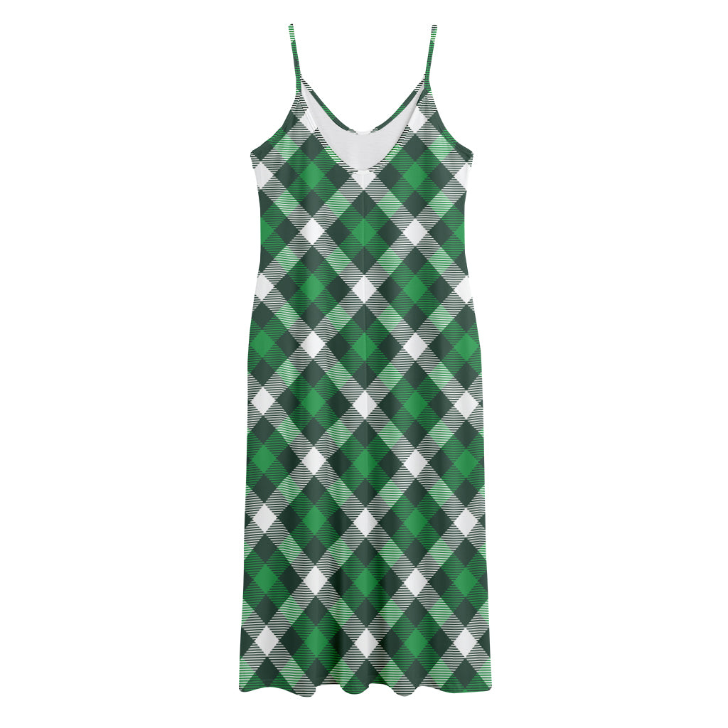 Saint Patrick's Day Plaid Pattern Print Jersey Midi Cami Dress