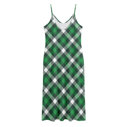 Saint Patrick's Day Plaid Pattern Print Jersey Midi Cami Dress