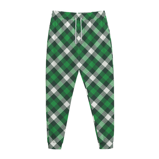 Saint Patrick's Day Plaid Pattern Print Jogger Pants