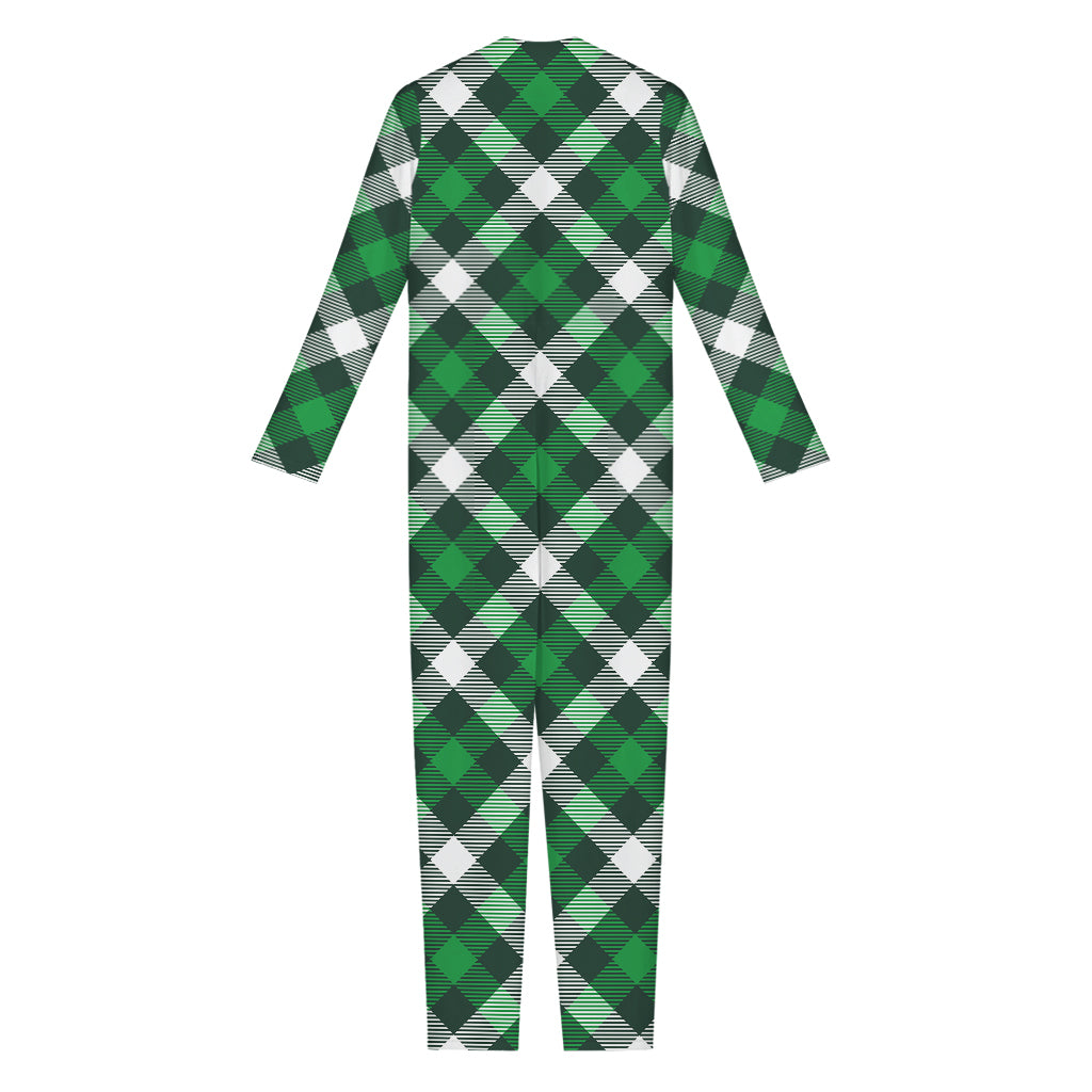 Saint Patrick's Day Plaid Pattern Print Jumpsuit