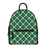 Saint Patrick's Day Plaid Pattern Print Leather Backpack