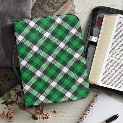 Saint Patrick's Day Plaid Pattern Print Leather Bible Cover