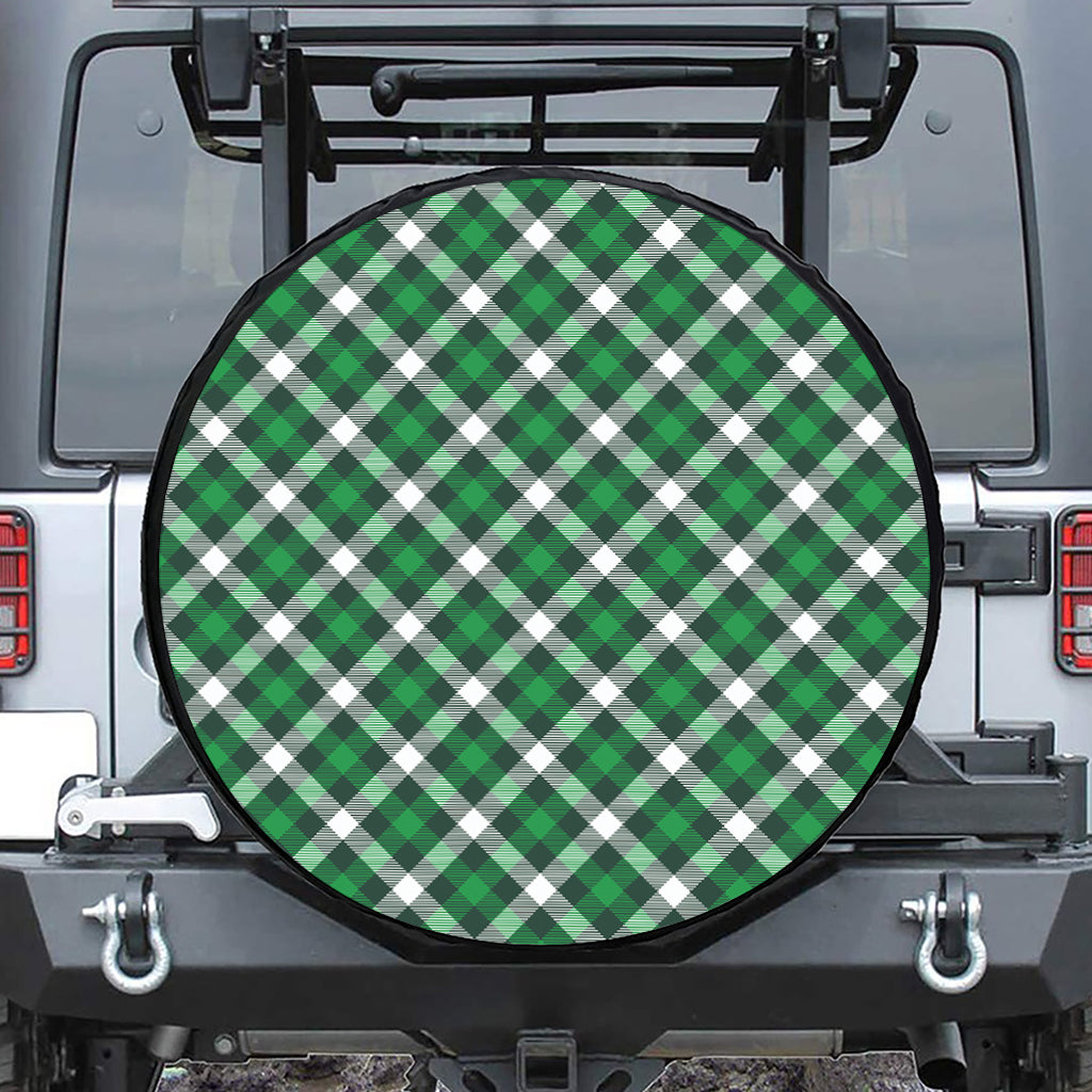 Saint Patrick's Day Plaid Pattern Print Leather Spare Tire Cover