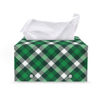Saint Patrick's Day Plaid Pattern Print Leather Tissue Box Cover