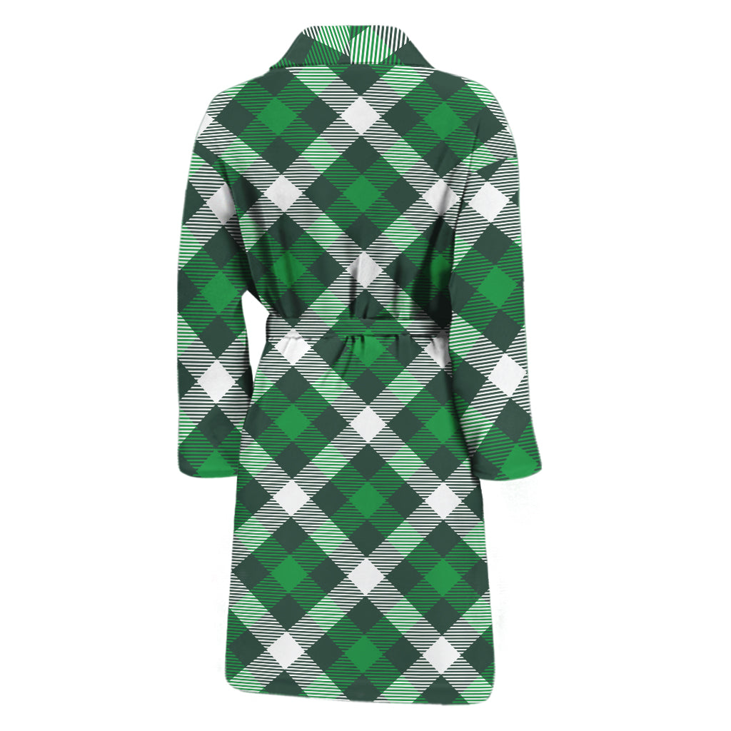 Saint Patrick's Day Plaid Pattern Print Men's Bathrobe