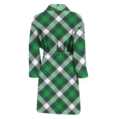 Saint Patrick's Day Plaid Pattern Print Men's Bathrobe