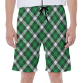 Saint Patrick's Day Plaid Pattern Print Men's Beach Shorts
