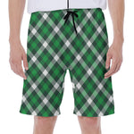 Saint Patrick's Day Plaid Pattern Print Men's Beach Shorts