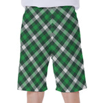 Saint Patrick's Day Plaid Pattern Print Men's Beach Shorts