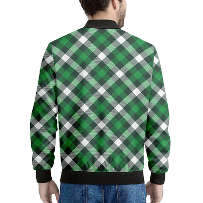 Saint Patrick's Day Plaid Pattern Print Men's Bomber Jacket