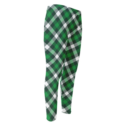 Saint Patrick's Day Plaid Pattern Print Men's Compression Pants