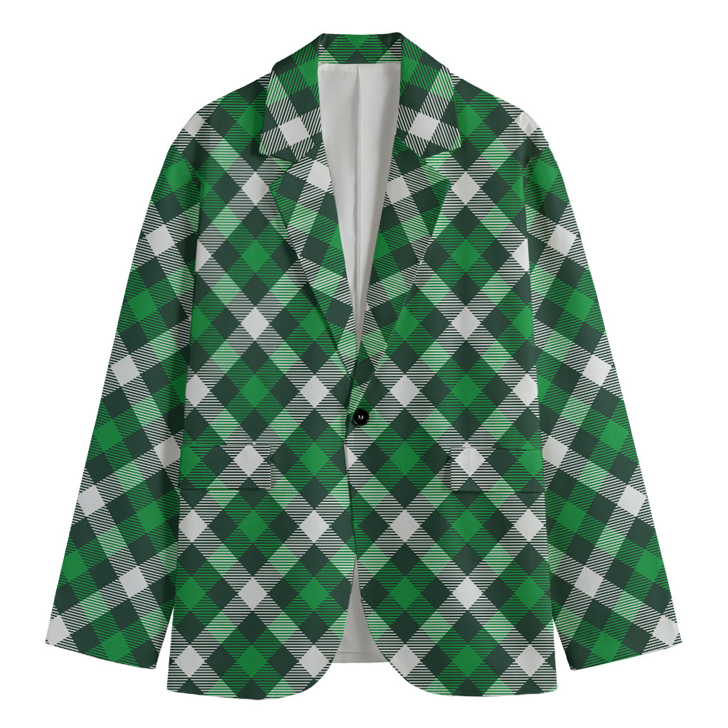 Saint Patrick's Day Plaid Pattern Print Men's Cotton Blazer
