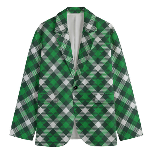 Saint Patrick's Day Plaid Pattern Print Men's Cotton Blazer