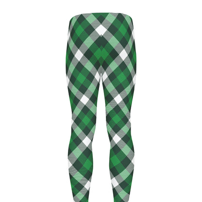 Saint Patrick's Day Plaid Pattern Print Men's leggings