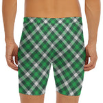 Saint Patrick's Day Plaid Pattern Print Men's Long Boxer Briefs