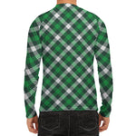 Saint Patrick's Day Plaid Pattern Print Men's Long Sleeve Rash Guard