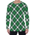 Saint Patrick's Day Plaid Pattern Print Men's Long Sleeve T-Shirt