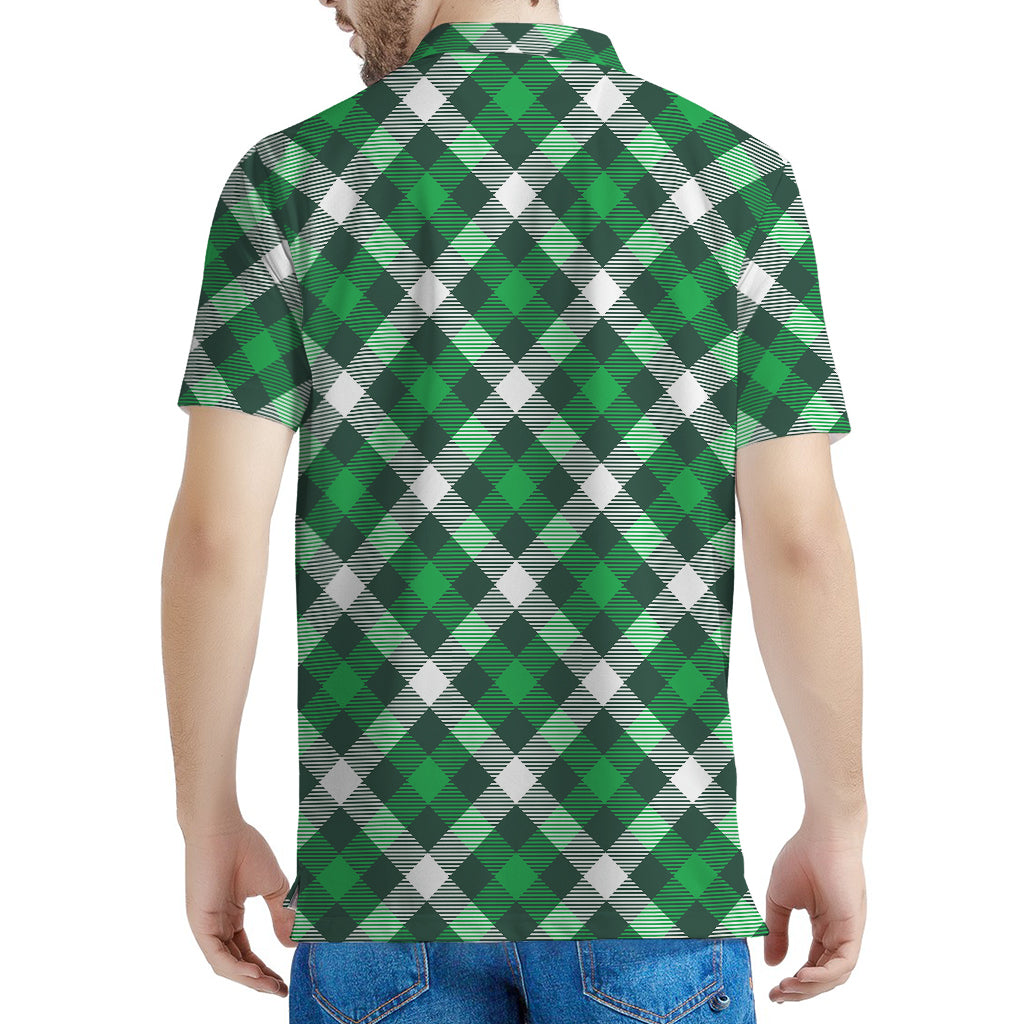 Saint Patrick's Day Plaid Pattern Print Men's Polo Shirt