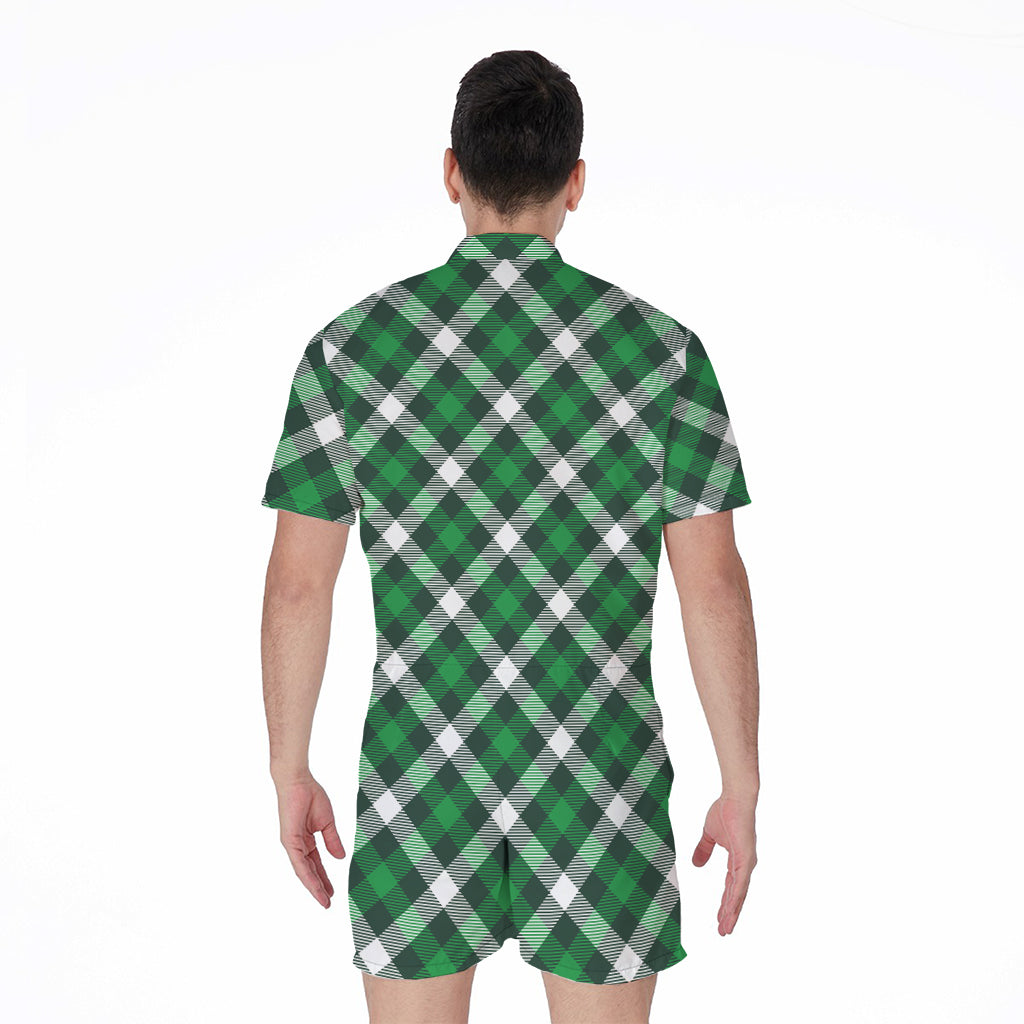 Saint Patrick's Day Plaid Pattern Print Men's Rompers