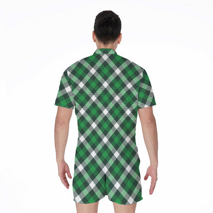 Saint Patrick's Day Plaid Pattern Print Men's Rompers
