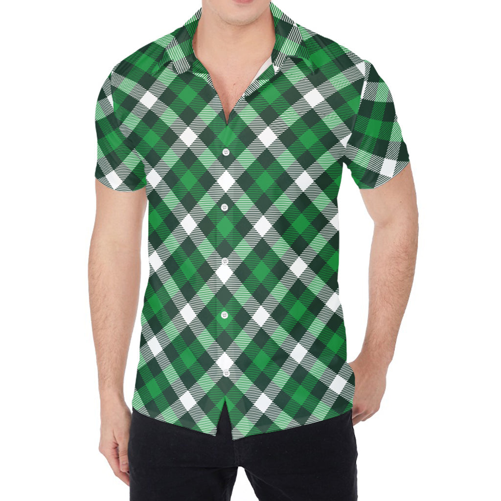 Saint Patrick's Day Plaid Pattern Print Men's Shirt