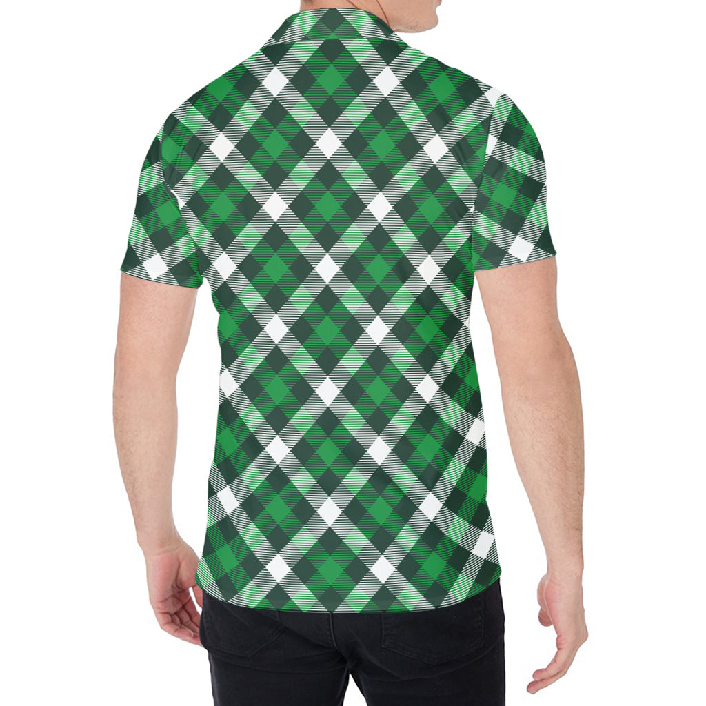 Saint Patrick's Day Plaid Pattern Print Men's Shirt