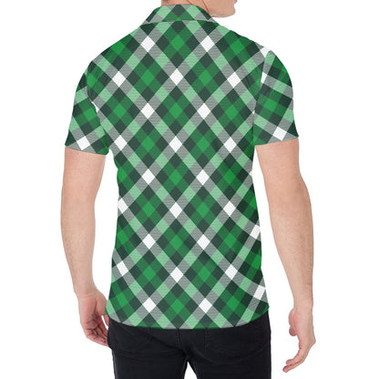 Saint Patrick's Day Plaid Pattern Print Men's Shirt