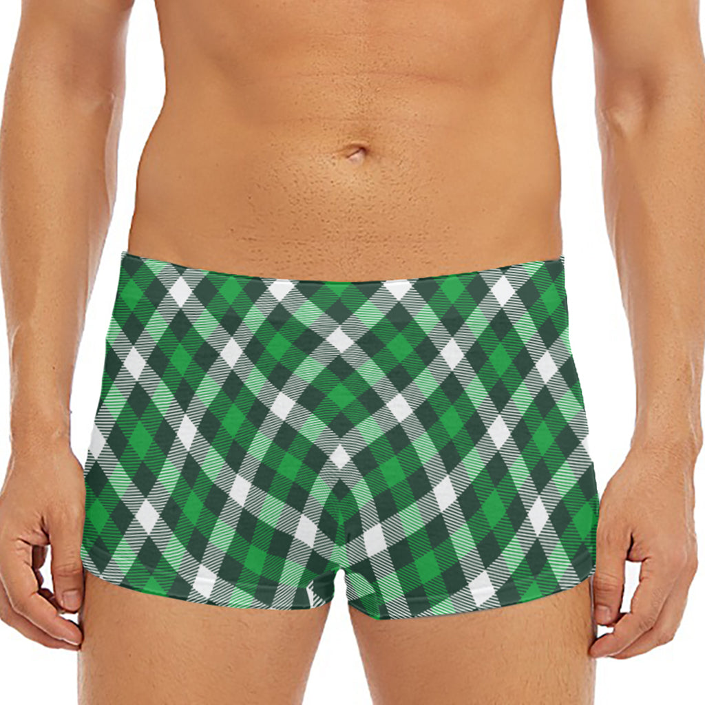 Saint Patrick's Day Plaid Pattern Print Men's Short Boxer Briefs