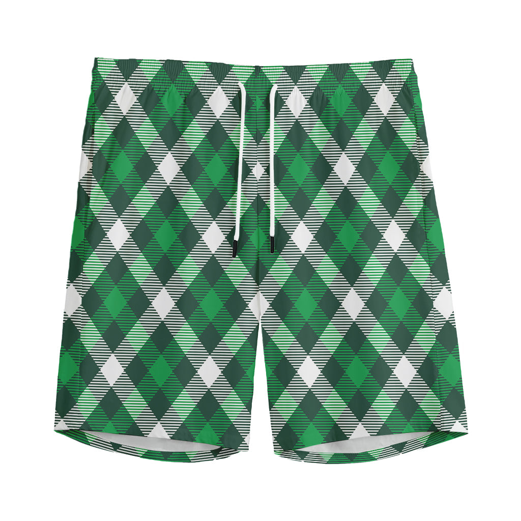 Saint Patrick's Day Plaid Pattern Print Men's Sports Shorts