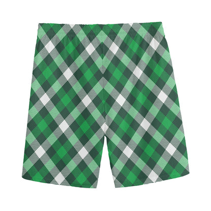 Saint Patrick's Day Plaid Pattern Print Men's Sports Shorts