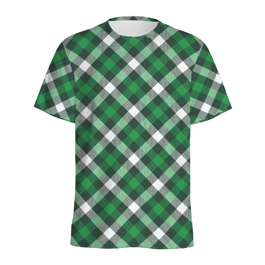 Saint Patrick's Day Plaid Pattern Print Men's Sports T-Shirt