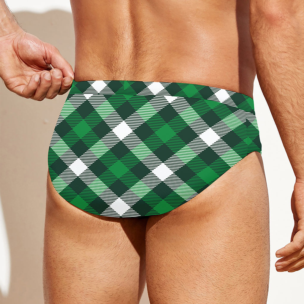 Saint Patrick's Day Plaid Pattern Print Men's Swim Briefs