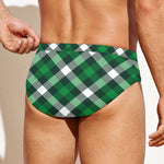 Saint Patrick's Day Plaid Pattern Print Men's Swim Briefs