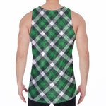 Saint Patrick's Day Plaid Pattern Print Men's Velvet Tank Top