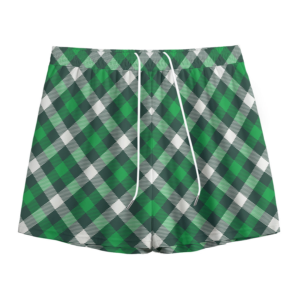 Saint Patrick's Day Plaid Pattern Print Mesh Shorts